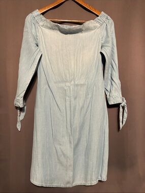 Light Blue Off-Shoulder Tie-Sleeve Women's Dress-SO (Kohls) size medium